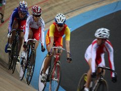 競輪での前田選手。今回は3種目にエントリー