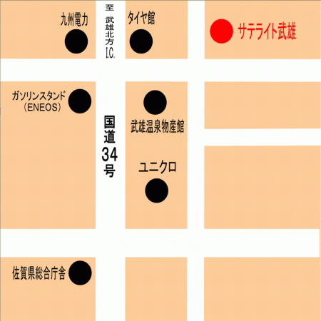 サテライト武雄への地図